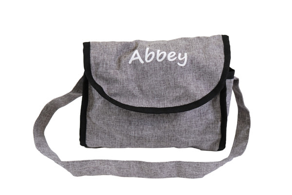 Luiertas Modern grijs met eigen naam (wit)