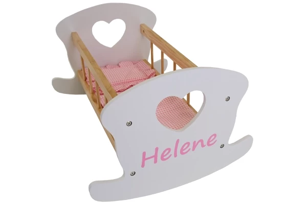 Voor poppenbedje wit hout hart