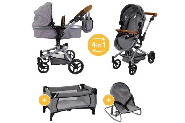 Poppenwagen-buggy, bedje en wippertje