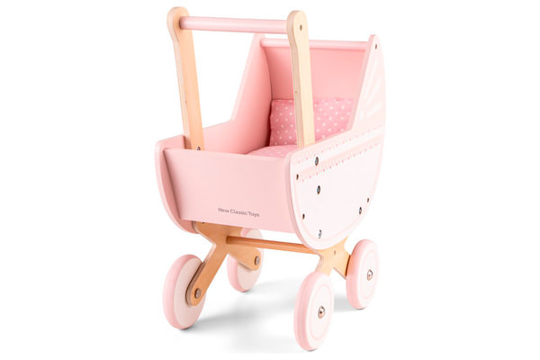 Stabiele houten poppenwagen