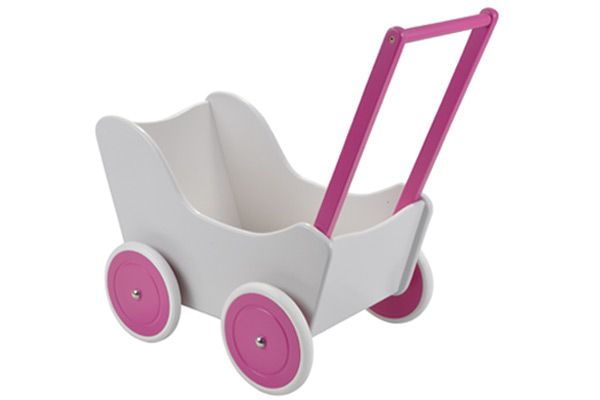 Houten poppenwagen.
