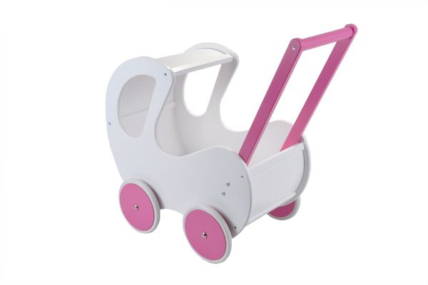 Houten poppenwagen.