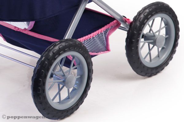 Met stevige kunststof wielen.