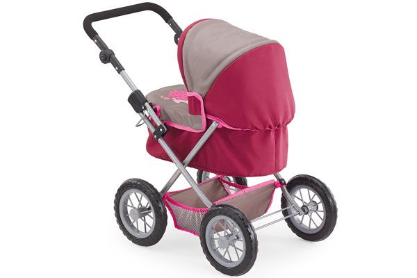 Hippe poppenwagen met verstelbare duwstang.