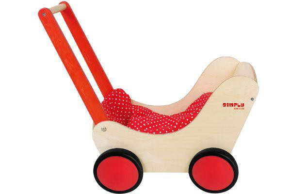 De Classic rood poppenwagen van Simply for kids.